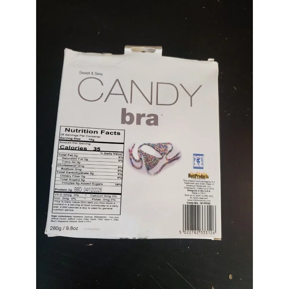 Candy Edible Bra! Multi-flavored candy in a one size fits all bra D - Picture 2 of 2